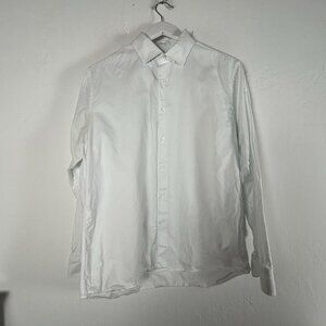 Taylor Stitch Mens White Organic Cotton Long Sleeve Button-Up Shirt Size 42
